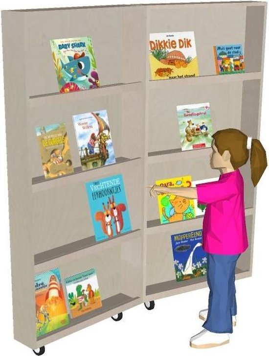 Prentenboekenkast verrijdbaar en inklapbaar