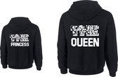 Hoodie dames-zwart-voor moeder twinning-The Queen-The princess-Maat S