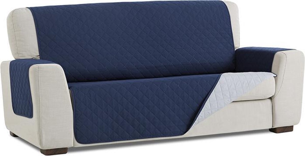 Duo quilt - Bankbeschermer - 130cm breed - Blauw - Twee kanten te gebruiken - OekoTex keurmerk