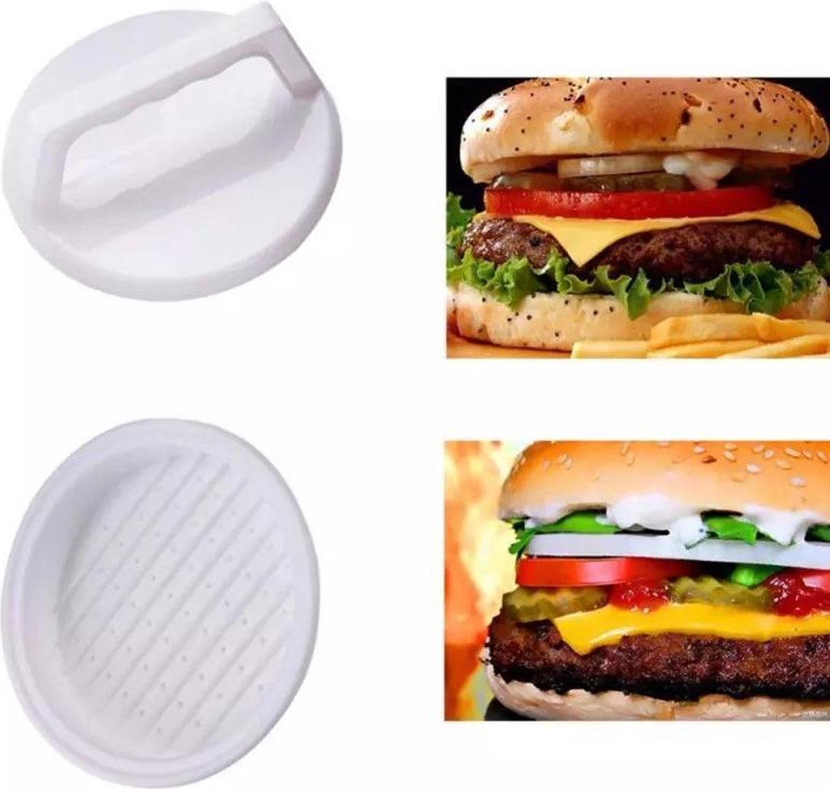 Hamburgerpers kunststof wit
