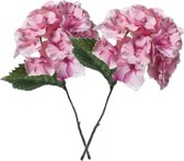 6x stuks kunstbloemen hortensia takken 28 cm roze - Takken bosjes boeketten