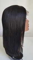 Braziliaanse Remy pruik 28 inch steil menselijke haren - donkerbruin real human hair 4x1lace closure wig