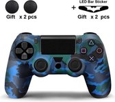 Siliconen Controller Hoesjes | Beschermhoes Skin | Geschikt voor PS4 - Playstation 4 | Softcover Case | Grip | Camo | Blauw