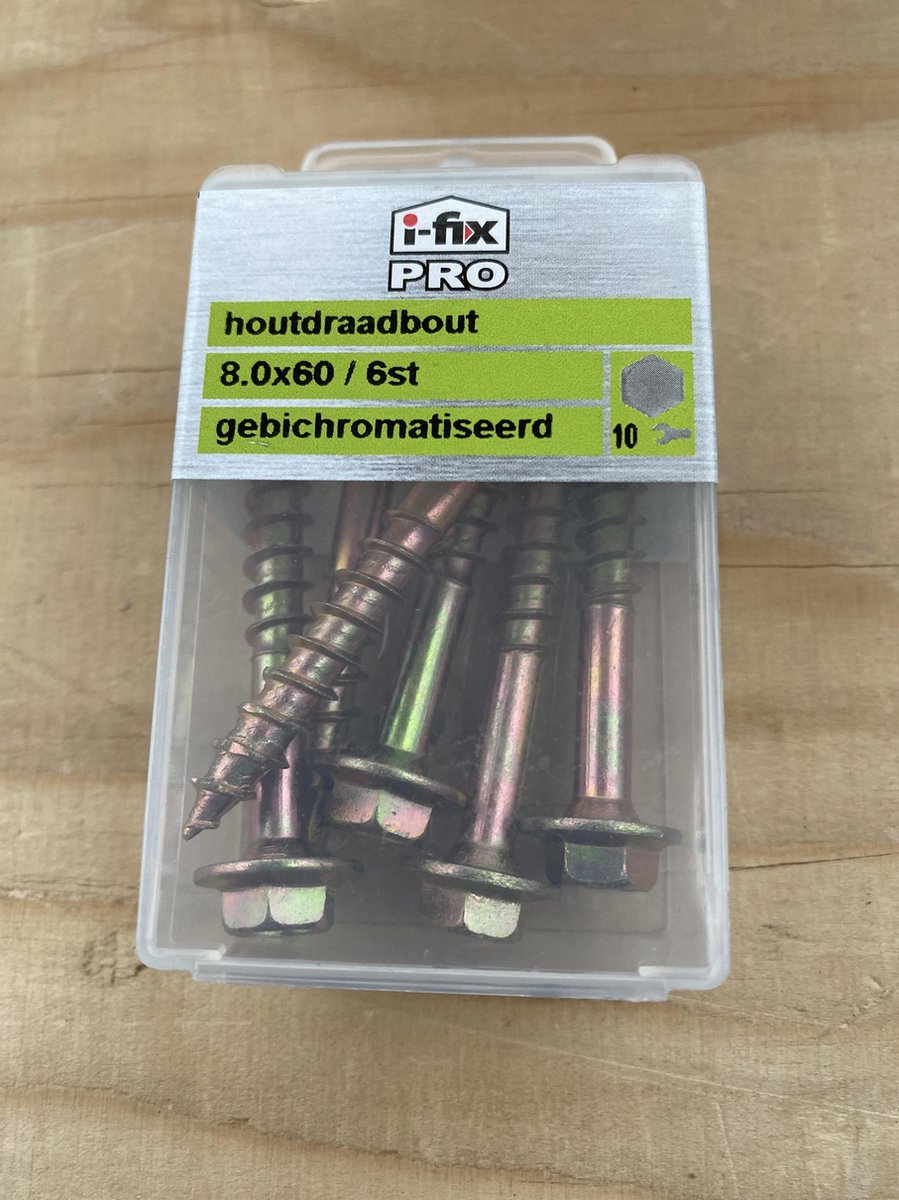 Houtdraadbout 8.0x60 per 6 gebichromatiseerd - i-Fix Pro