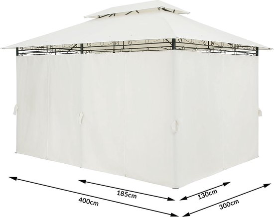 Casaria Pavillon Topas 3x4m - Protection UV 50+ - Crème