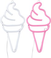 J-Line Neonled Lamp Ijsje Plastiek Wit/Roze Assortiment Van 2