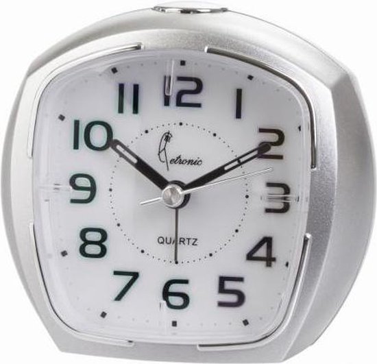 Cetronic T1010S P33 - Wekker - Analoog - Stil uurwerk - Snooze - Zilverkleurig