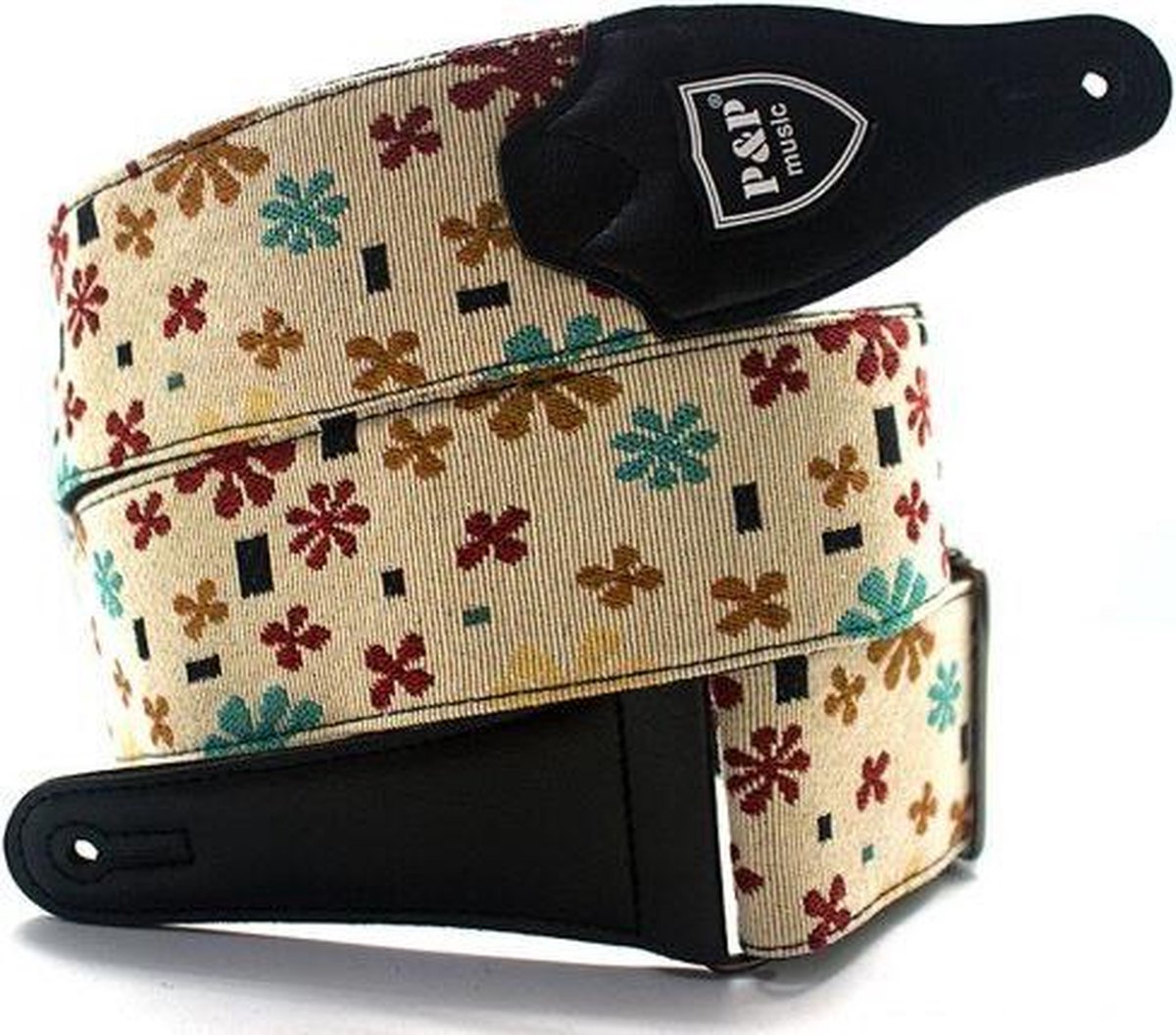 Fleur Gitaarband – Verstelbaar 95–160 cm – Gitaarriem met Echt Lederen Uiteinden – Voor Akoestische, Elektrische, Klassieke Gitaar & Bas – Guitar Strap