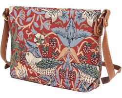 Signare Schoudertas - Gobelinstof - Aardbeien en Vogels - Strawberry Thief red - Rood - William Morris