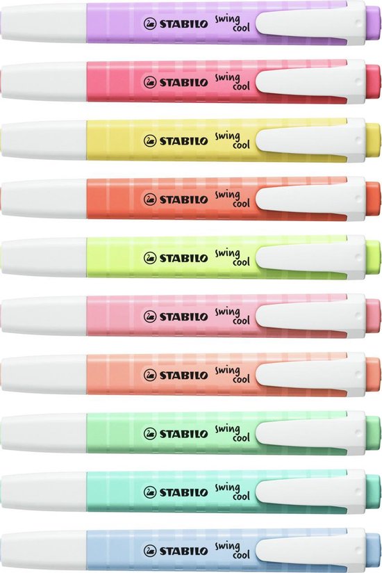 STABILO Swing Cool Pastel - Markeerstift - Perfect Voor Onderweg - Etui Met 8 Pastel Kleuren - STABILO