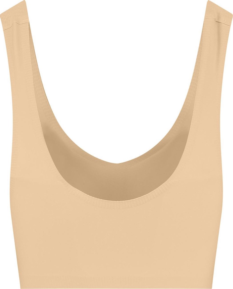 Bye Bra V-hals bh-top, naadloze draadloze bralette met lichte ondersteuning, comfortabele onzichtbare pasvorm voor dagelijks gebruik, dames, 3 kleuren, S-XXL (VK, Alpha, M, Regular, Regular, Standard, Beige)