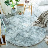 WiseGoods Rond Tapijt - Zacht Vloerkleed - Pluizig Tapijt - Hoogpollig - Woning Accessoires - Decor - Grijs - 100x100 cm