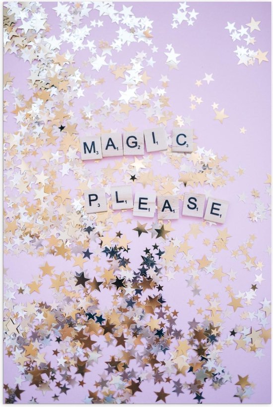 Poster – ''Magic Please'' met gouden Sterren - 80x120cm Foto op Posterpapier