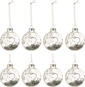 J-Line kerstbal Hart - glas - zilver - small - doos van 8