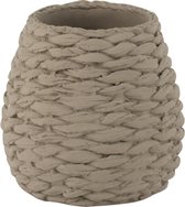 J-Line Bloempot Gewoven Cement Grijs Small