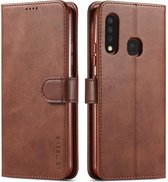 Voor Galaxy A70e LC.IMEEKE kalfsleer Horizontale flip lederen tas, met houder & kaartsleuven & portemonnee & fotolijst (koffie)