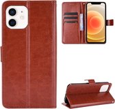 Crazy Horse Texture Horizontale Flip Leren Case met Houder & Kaartsleuven & Portemonnee & Lanyard voor iPhone 12 mini (Bruin)