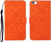 Etnische stijl reliëf patroon horizontale flip lederen tas met houder & kaartsleuven & portemonnee & lanyard voor iPhone 6 (oranje)