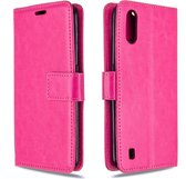 Voor Galaxy A01 Crazy Horse Texture Horizontaal Flip Leren Case met Houder & Kaartsleuven & Portemonnee & Fotolijst (roze)