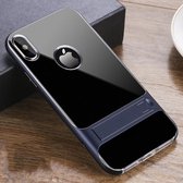 Voor iPhone XS Max Crystal schokbestendig TPU + pc-hoesje met houder (donkerblauw)