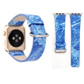 Voor Apple Watch Series 3 & 2 & 1 38mm Fashion Marble Vein Texture Polshorloge Leren Band (Blauw)