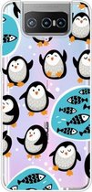 Voor Asus Zenfone 7 ZS670KS schokbestendig geverfd transparant TPU beschermhoes (pinguïn)