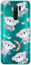 Voor Geschikt voor Xiaomi Redmi 9 gekleurd tekeningpatroon zeer transparant TPU beschermhoes (koala)