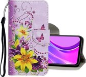 Voor Xiaomi Redmi 9A Gekleurd tekeningpatroon Horizontaal lederen flip-hoesje met houder & kaartsleuven & portemonnee (lelie)