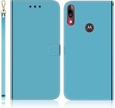Voor Motorola Moto E6 Plus Geïmiteerd Spiegeloppervlak Horizontale Flip Leren Case met Houder & Kaartsleuven & Portemonnee & Lanyard (Blauw)