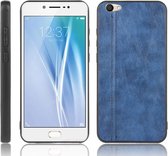 Voor Vivo V5 / Y67 Schokbestendig Naaien Koe Patroon Huid PC + PU + TPU Case (Blauw)