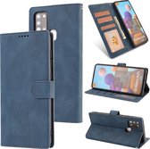 Voor Samsung Galaxy A21s Fantasie Klassiek Huid-aanvoelend Kalfsleer Textuur Magnetische gesp Horizontale Flip PU lederen tas met houder & kaartsleuf & portemonnee (blauw)