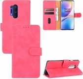 Voor OnePlus 8 Pro Effen Kleur Huid Voel Magnetische Gesp Horizontale Flip Kalfsstructuur PU Lederen Case met Houder & Kaartsleuven & Portemonnee (Rose Rood)
