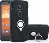 Voor Motorola Moto E5 Play 2 in 1 Cube PC + TPU beschermhoes met 360 graden draaien zilveren ringhouder (zwart)