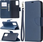 Voor Samsung Galaxy Note 20 Retro Lambskin Texture Pure Color Horizontale Flip PU Leather Case, met houder & kaartsleuven & portemonnee & lanyard (blauw)