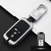 Auto Lichtgevende All-inclusive Zinklegering Sleutel Beschermhoes Sleutel Shell voor Honda E Style Smart 4-knops (Zilver)