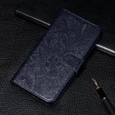 Voor Xiaomi Redmi K30 Kant Bloem Embossing Patroon Horizontale Flip Leren Case met Houder & Kaartsleuven & Portemonnee & Fotolijst & Lanyard (Donkerblauw)
