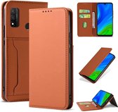 Voor Huawei P Smart 2020 Sterk Magnetisme Vloeistof Voel Horizontaal Flip Leren Case met Houder & Kaartsleuven & Portemonnee (Bruin)