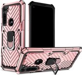 Voor Motorola Moto G Stylus Cool Armor PC + TPU schokbestendig hoesje met 360 graden rotatie ringhouder (rose goud)