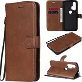 Voor Motorola Moto Edge + Effen Kleur Horizontale Flip Beschermende Leren Case met Houder & Kaartsleuven & Portemonnee & Fotolijst & Lanyard (Bruin)