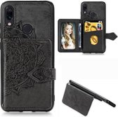 Voor Xiaomi Redmi 7 Mandala Reliëf Magnetische Doek PU + TPU + PC Case met Houder & Kaartsleuven & Portemonnee & Fotolijst & Riem (Zwart)