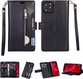 Voor iPhone 11 Pro Max Multifunctionele Rits Horizontale Flip Leren Case met Houder & Portemonnee & 9 Kaartsleuven & Lanyard (Zwart)