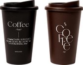 KOFFIEBEKERS - COFFEE TO GO BEKER - HERBRUIKBARE BEKER - 350 ml - REISBEKER - ZWART & BRUIN