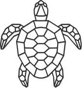 Hout-Kado - Schildpad - Small - Zwart - Geometrische dieren en vormen - Hout - Lasergesneden- Wanddecoratie
