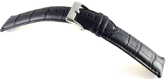 Horlogeband diloy superior zwart gevuld croco 24 mm