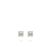 Jewels Inc. - Oorbellen - Oorstekers  - Solitaire Gezet met een Vierkant geslepen Zirkonia Steen - 5mm x 5mm - 14 Karaat Geelgoud