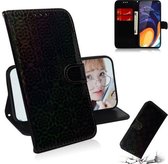 Voor Galaxy M40 / A60 Effen Kleur Kleurrijke Magnetische Gesp Horizontale Flip PU Lederen Case met Houder & Kaartsleuven & Portemonnee & Lanyard (Zwart)