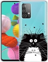 Voor Samsung Galaxy A32 5G gekleurd tekeningpatroon zeer transparant TPU beschermhoes (zwart-witte rat)