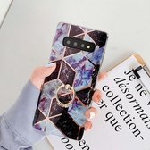 Voor Galaxy S10e Plating Kleurrijk Geometrisch Patroon Mozaïek Marmer TPU Mobiele Telefoon Case Strass Stand Ring (Zwart PR6)