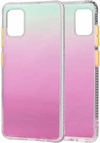 Voor Samsung Galaxy A51 Gradient Shockproof TPU Case met afneembare knoppen (Rose Red)