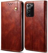 Voor Samsung Galaxy S20 Plus Simple Wax Crazy Horse Texture Horizontale Flip lederen tas met kaartsleuven en portemonnee (bruin)